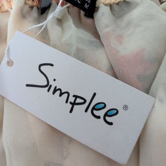 Simplee Floral Halter Maxi Dress Womens Size Medium Orange V Neck Open Back NEW - Picture 5 of 11